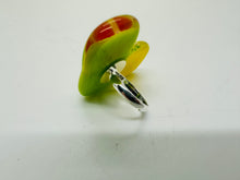 Load image into Gallery viewer, Lime &amp; Yellow Fused Glass Heart Ring