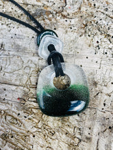 Load image into Gallery viewer, Handmade fused glass green necklace with bead detail 