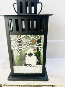 Handmade Fused Glass four seasons Black Nosed Sheep  / valais Lantern 