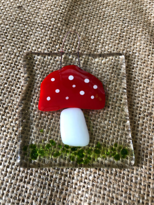 Mushroom Fused Glass Hanging