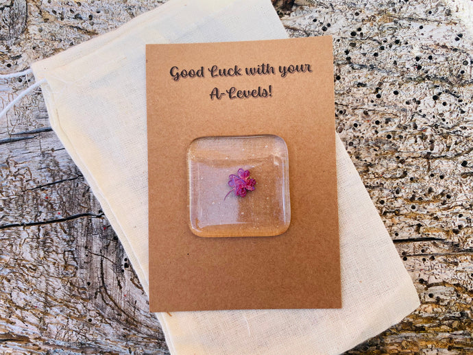 Handmade fused glass pocket token / good luck 