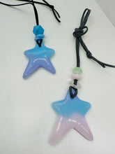 Load image into Gallery viewer, Pink &amp; Baby Blue Star Necklace with bead detail