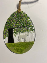 Load image into Gallery viewer, Handmade fused glass Easter egg with horse detail 
