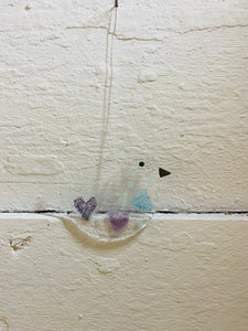 Fused Glass Hearts Robin hanger