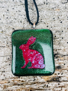 Sparkling Green Copper Hare Necklace
