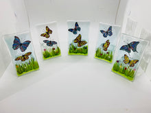 Load image into Gallery viewer, Handmade fused glass butterfly tealight holder