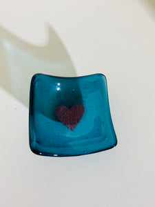Teal Copper Heart TeaLight candle holder