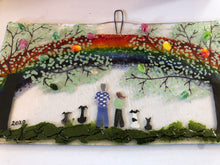 Load image into Gallery viewer, Handmade fused glass personailised family&#39;s rainbow hanger