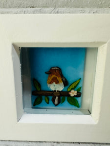 Pale blue Robin in Box Frame