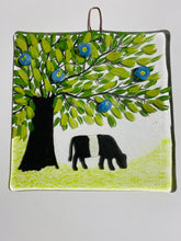 Load image into Gallery viewer, handmade fused glass belted Galloway cow wall hanger 