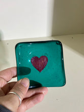 Load image into Gallery viewer, Peacock green  Copper Heart TeaLight candle holder