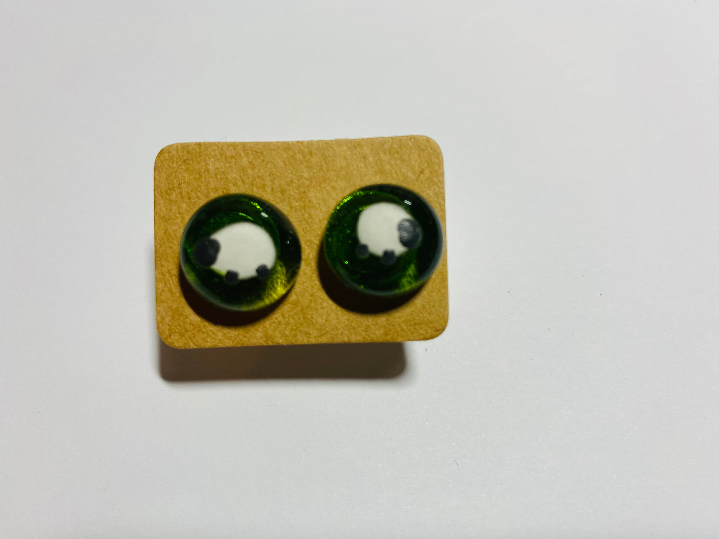 fused glass earrings with sheep detail 