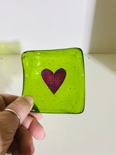 Load image into Gallery viewer, Spring green Copper Heart TeaLight candle holder