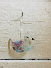 Load image into Gallery viewer, Handmade fused glass flowery bird 