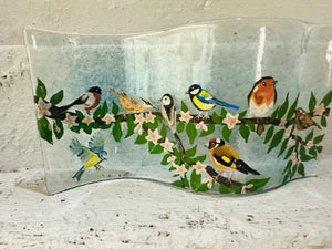 Fused Glass Garden Birds Spring