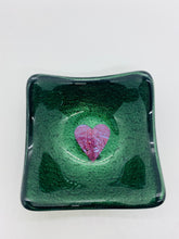 Load image into Gallery viewer, Sparkling green Copper Heart TeaLight candle holder