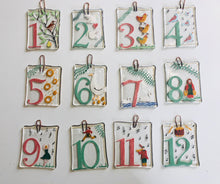 Load image into Gallery viewer, Handmade fused glass 12 days of Christmas hanger set 