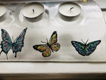 Load image into Gallery viewer, handmade fused glass butterfly candle  bridge 