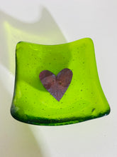 Load image into Gallery viewer, Spring green Copper Heart TeaLight candle holder