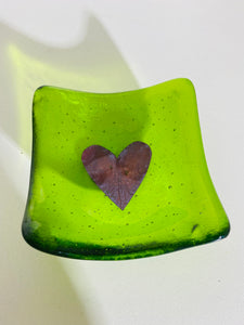 Spring green Copper Heart TeaLight candle holder