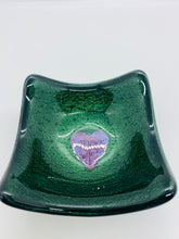 Load image into Gallery viewer, Sparkling green Copper Heart TeaLight candle holder