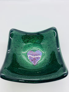 Sparkling green Copper Heart TeaLight candle holder