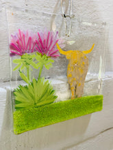 Load image into Gallery viewer, Handmade fused glass highland cow hanger 