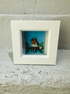 Pale blue Robin in Box Frame