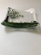 Load image into Gallery viewer, Fused glass trinket tray with countryside and sheep detail