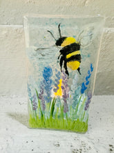 Load image into Gallery viewer, handmade fused glass bumble bee tealight holder 