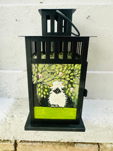 Handmade Fused Glass four seasons Black Nosed Sheep  / valais Lantern 