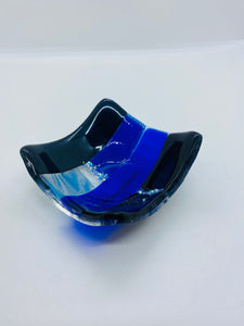 Blue Patchwork deep dish/ TeaLight candle holder