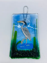 Load image into Gallery viewer, Fused glass Heron hanger